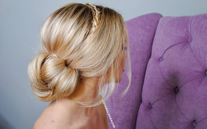 مدل موی ساده عروس با تل بافت